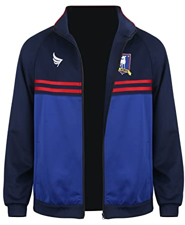 Funhoo Chaqueta Ted para hombre Jason Sudeikis Abrigo de Fútbol Entrenador Azul Deporte Casual Chándal para Adultos (XXL)