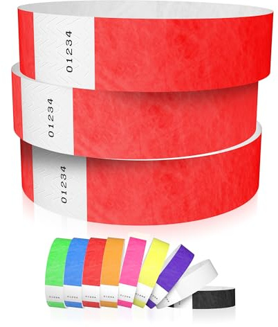 600 WristCo Neon Red Tyvek Wristbands for Events - Tamper-Proof Design