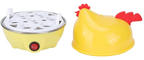 Bollitore per Uova Veloce, 7 Uova in PP e Bollitore per Uova Elettrico a Forma di Pollo in Acciaio Inossidabile per Colazione (Spina UE 220V)