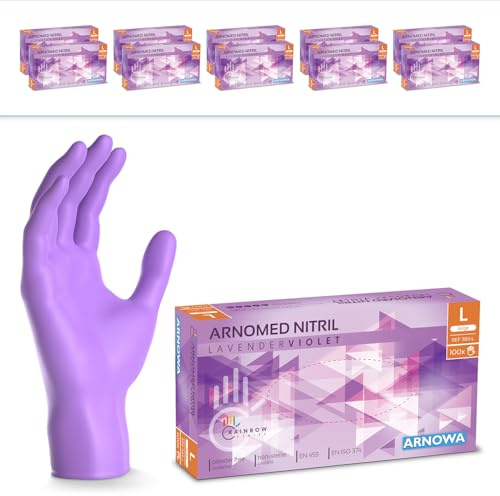1000x ARNOMED® Gants en nitrile taille L Violet, Gants à usage unique pour chirurgie & laboratoire, Gants en nitrile sans poudre & sans latex, Moufles en nitrile XS, S, M, L, XL, XXL | Gants jetables en nitrile sans poudre - Gants de protection jetables en nitrile - Tailles XS, S, M, L, XL