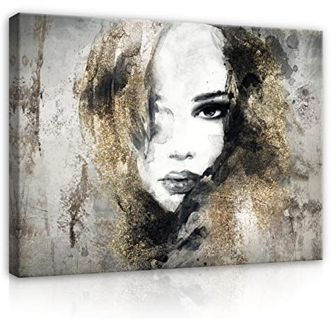 WallArena- Leinwand Bilder - Porträt - 100x75 cm Leinwandbilder - Bild auf leinwand - Wandbild XXL groß Wandbilder für Wohnzimmer Schlafzimmer Wohnzimmerbilder Modern kunstdruck - Beton