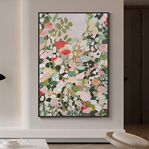 Ölbilder Auf Leinwand Handgemalt, Bunte Rose Blume Büsche Pflanze Sommer Abstrakte Kunst Moderne Kunstwerke Rahmenlose Handgemalte Ölgemälde Auf Leinwand Wandkunst Für Wohnzimmer Schlafzimmer
