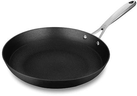 stahl Gusseisen-Bratpfanne mit Griff, leicht | Für alle Herdarten | Rostfrei | Schwarz | Ohne Deckel | Ø 20 cm, 0,8 Liter (Für eine Person)