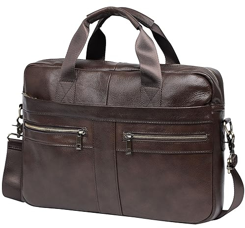 BTDAO Aktentasche aus Leder, 15 Zoll Laptoptasche, Messenger-Schultertasche Arbeitstasche Crossbody-Handtasche für Geschäftsreisen