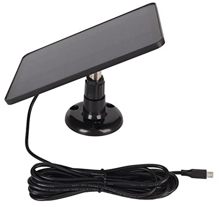 Solar Panel for Security Camera, for DC 5V Security Camera, IP65 Waterproof Camera Charger, Rechargeable Battery Powered Surveillance Cam (Black)