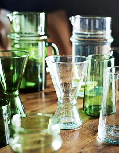 1x Clear Recycled Beldi Wine Glass, Ethical Rustic Chunky Glassware