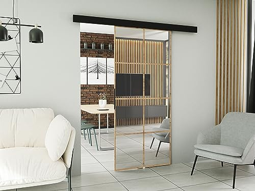 KIER FURNITURE Schiebetür Komplettset - SOFI - Tür mit Laufschiene - Schiebetürsystem - Raumspartür - Innentüren - Schiebetür - Eiche Craft Gold 106 x 205 x 1,6 cm | Schiebetür mit stabilem System, ideal für platzsparende Aufbewahrung im Schlafzimmer, Ankleidezimmer oder Wohnzimmer