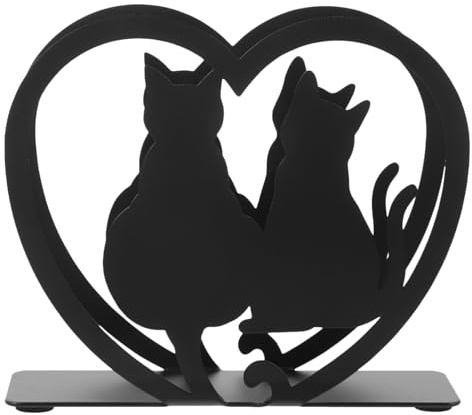 Kichvoe Portatovaglioli in Ferro Nero Con Design Gatto Porta Tovaglioli Da Tavolo Autoportante Per Casa Cucina Ristorante E Eventi Supporto Decorativo Vintage E Compatto
