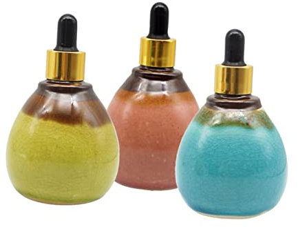 DOITOOL 3pièces Flacon Céramique Pour Huiles Essentielles Avec Pipette De Bouteilles De Bouteilles De Voyage Réutilisables Et Hermétiques