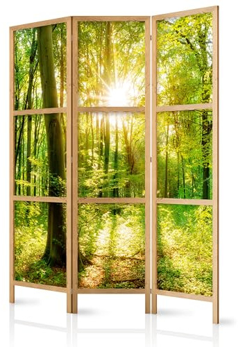 murando - Paravent Raumteiler Holz, 135x172 cm, 3-teilig, Wohnzimmer, Büro | Mobiler Sichtschutz, sofort einsatzbereit, Holzrahmen, ideal fürs Wohnzimmer oder Büro, geruchsneutral, lichtbeständig