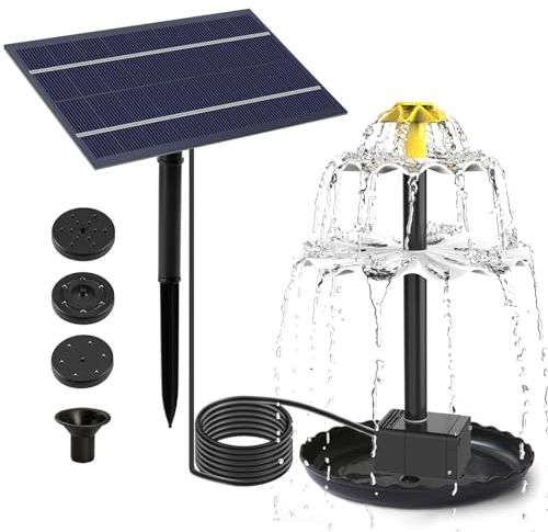 Fontana Da Giardino Esterno Solare, Pompa Solare Per Laghetto Da Giardino, Bagno Per Uccelli Fontanella Da Giardino, Pompa Acqua Solare Con Pannello Per Fontana Cascata Fai Da Te Decorazione (2.5W)