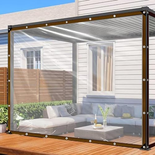 Telone trasparente con occhielli, impermeabile, copertura antipioggia per mobili da giardino, piante, tetto per animali domestici (3 x 3 m)
