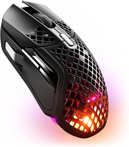 SteelSeries 62406 Wireless Gaming Mouse, Wireless Aerox 5 Wireless, Ultra Lightweight, 9 Buttons, Fast Response, Splashproof, Dustproof, IP54 Standards, Fast Charging, Long Usage, Equipped with