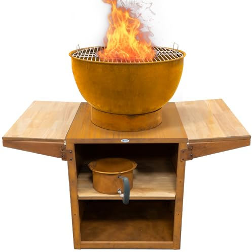 HEAT Outdoor Living Cesto Per il Fuoco Kjok Grate - Cesto Per il Fuoco Per il Giardino - Barile Per il Fuoco E Pozzo Per il Fuoco - Ciotola Per il Fuoco in Acciaio Robusto -120x60x100 cm