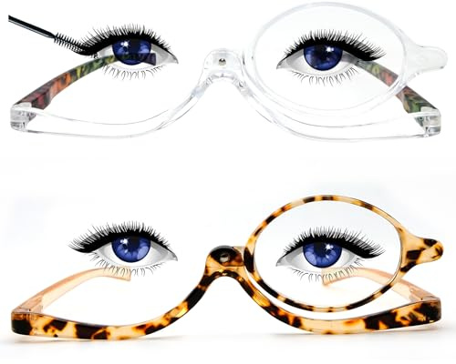 Sehnsucht Makeup Glasses Flip Up Magnifying Cosmetic Readers Eye Makeup Reading Eyeglasses for Women 3604 Tortoise Transprent 3.00