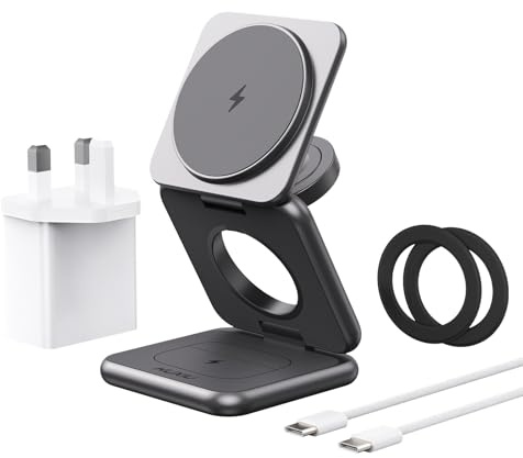 Induktive Ladestation für Samsung, KU XIU 3 in 1 Wireless Charger für Samsung S25 Ultra S24 S23 Z Flip Fold, Kabellose Ladegerät Faltbare für Galaxy Watch 7 6 5 4 3 und Galaxy Buds