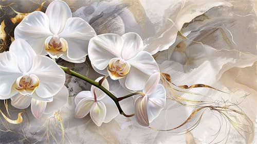 Malen nach Zahlen Erwachsene Orchidee, DIY Set Erwachsene Malen nach Zahlen Blume, 180x100cm DIY Handgemalt Ölgemälde Kit für Anfänger und Erwachsene mit 3-Pinseln und Acrylfarbe, Geschenk für Freunde