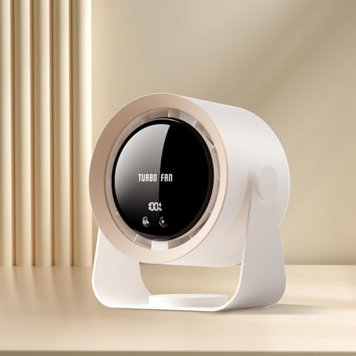 Refluxe Ventilatore da Tavolo Ricaricabile USB, Batteria 5400 mAh, Display LED, 100 Velocità Regolabile e Inclinazione Manuale 90°, Potente e Appendibile per Scrivania, Ufficio, Camera da Letto