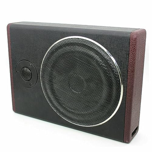 Subwoofer attivo, 12 V, 600 W, in acciaio inox, ultra sottile, subwoofer attivo per auto, con telecomando, bassi e alti livelli di ingresso per auto/camion, nero