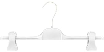 Kleiderbügel mit Klammern für Hosen, Röcke und Kleidung, platzsparend, aus Kunststoff, Artikelnummer 9600 (10, weiß)