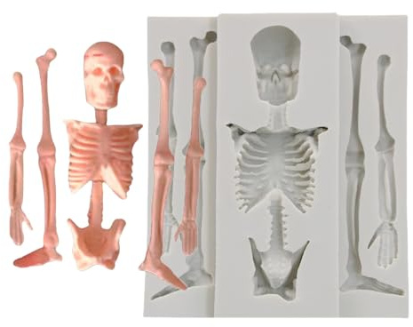 Halloween Skelett Silikonform, Halloween Skelett Knochen-Schokoladen Silikonformen Halloween Backformen Fondant-Formen, Totenkopf Silikonformen für die Dekoration von Keksen, Pralinen und Süßigkeiten
