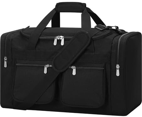ZZY Men's 40L Gym Bag Sports Duffle with Lockable Zipper, 20-Inch Holdall for Fitness, Workout, Travel, Weekend Overnight Bag (Black)
