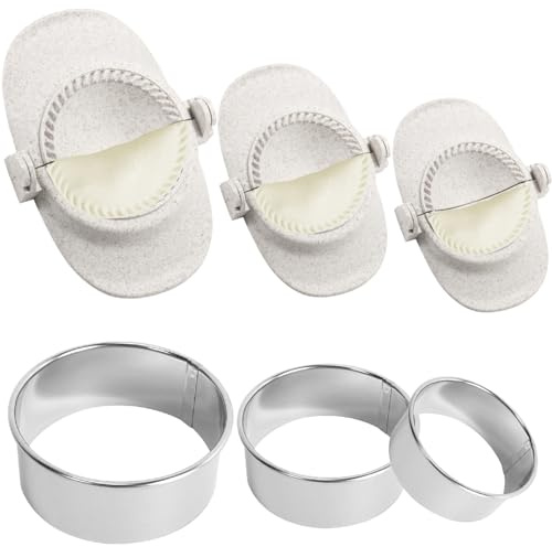 Tyafzzn Ravioli-Dumpling-Maker-Set, Bestehend aus 3 Teigtaschenformen und 3 Teigausstechern (mit den Maßen von 7 cm, 8 cm und 11 cm), Lebensmittelechten Ravioli-Ausstechern