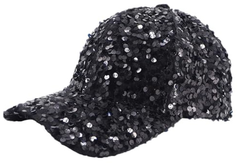 Gorra de Béisbol con Lentejuelas para Mujeres y Niñas, Sombrero de Camionero Brillante de los Años 80 - Visera de Golf para Fiesta, Playa y Viajes