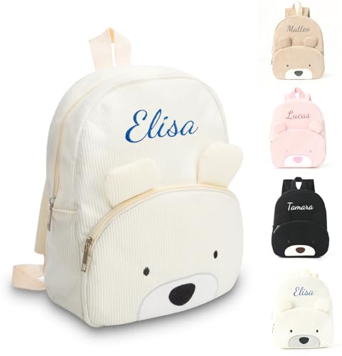 Generisch Personalisierte Kinder Rucksack, Gestickt Rucksack Kleinkind Mit Namen, Kordsamt Kindergartenrucksack Mädchen Und Jungen, Baby Rucksack Kita Für Schule Und Reise 24cm × 31cm