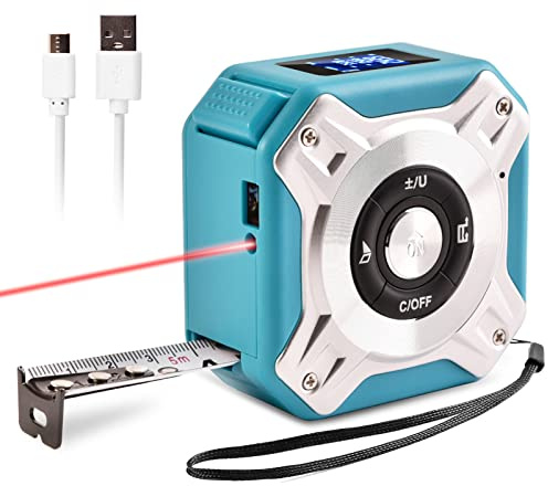 VISLONE 3 in 1 Laser Tape Measure Digital Ranger Finder 16Ft Measuring Tape 131Ft Rechargeable Multi Function Laser Measure Distance/Area/Volume/Pythagorean, Unit Switching, Data Storage
