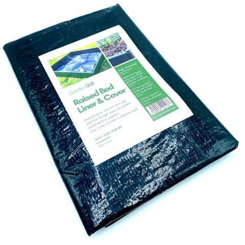 GardenSkill Raised Bed Liner & Cover | 2-in-1 Garden Planter Flower Box Vegetable Trough Lining Membrane | Heavy Duty Fabric for Outdoor Allotment Greenhouse Plants (2.5x1.25x0.15m H, Pk 2)