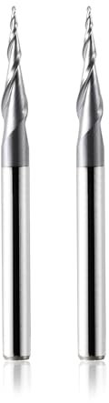 2 pezzi Fresa a Sfera Conica con Punta a 2 Flauti, R0,25mm - Gambo 3,175mm (1/8) in metallo duro completo, rivestimento TiAlN per frese verticali, per incisione CNC 2D e 3D