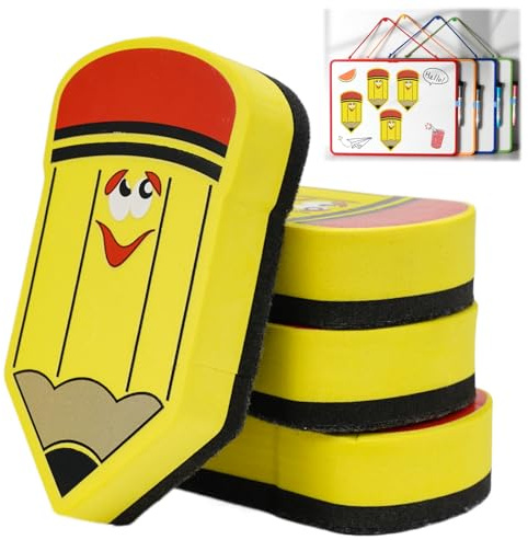 4 x Magnetic Whiteboard Sponge - Whiteboard Cleaner Removes Writing and Drawings - Sponge for Whiteboard - Whiteboard Wiper - Magnetic Sponge
