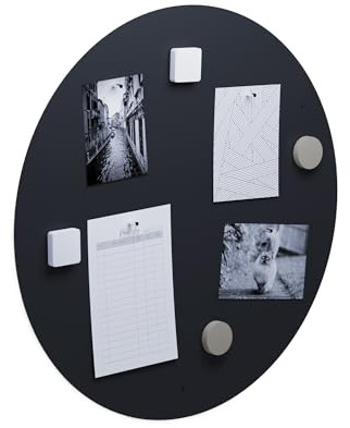 Flatbo Magnettafel aus Metall, Durchmesser 50 cm, Tafel für Postkarten, Urlaubssouvenirs oder Notizen. Inklusive 4 Magnete und Montageset.