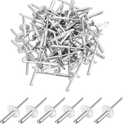 Blindnieten 4.8x10mm, Aluminiumlegierung Blindniet mit Großkopf, Silber Blindnieten Set, 60 Stück Nieten Set, Geeignet zum Verbinden von Leichten Werkstoffen