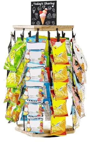 Generisch Snack-Präsentation Für Theke,Händler Chipständer Snackhalter - Drehbarer 5-Etagen 40 Clips Aufhängestation, Süßigkeiten Display & Aufbewahrung Für Haushalt & Geschäfte