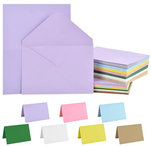 70-teiliges Set Umschläge bunt, Umschlag mit klappkarten blanko Jedegröße 10.5 x 15.5 cm für Gestaltung Beschriftung und Druck, briefumschläge bunt ohne fenster für Briefe Grußkarten Einladungen