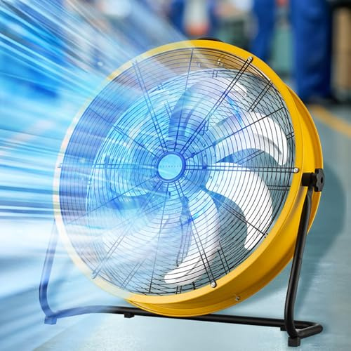 Industrial Floor Fan, Heavy Duty Metal 3-Speed High Velocity Fan for Workshops and Factory, 20 Inch Standing Fan