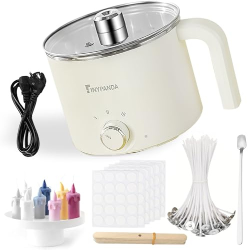 MeYuxg Wax Melter for Candle Making, 1.8 L Wax Melting Pot, Electric Candle Melting Pot with Power Levels with Wicks, Wick Sticker, Mixing Spoon Included, Candle Making Kit for DIY Crafters