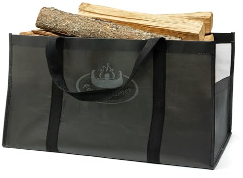 CKB LTD Large Firewood Carrier Bag - Multi-Purpose Heavy Duty Tote - Traditional Easy Carry For Fireplace, Wood Stoves, Logs, Camping, Picnic, Beaches, Landscaping, Garden Tools