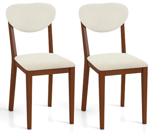 GIANTEX Set di 2 Sedie da Pranzo in Legno, Gambe in Legno di Gomma, Seduta e Schienale Imbottiti, Senza Braccioli, Portata 180 kg, Colore Noce, per Cucina, Soggiorno e Ufficio