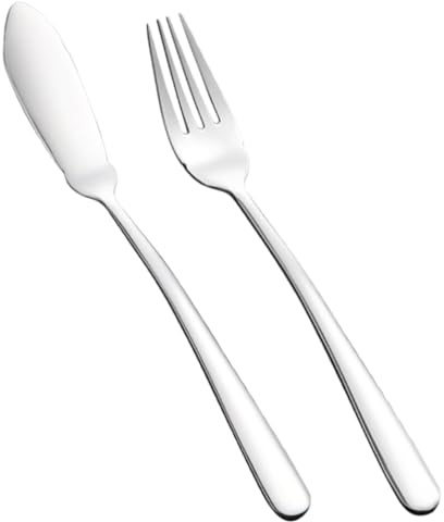 HIAKDOFT Fischbesteck Edelstahl Fischmesser Und Fischgabel Mattglänzend Für Restaurant Haushalt Buffet 2 Stück
