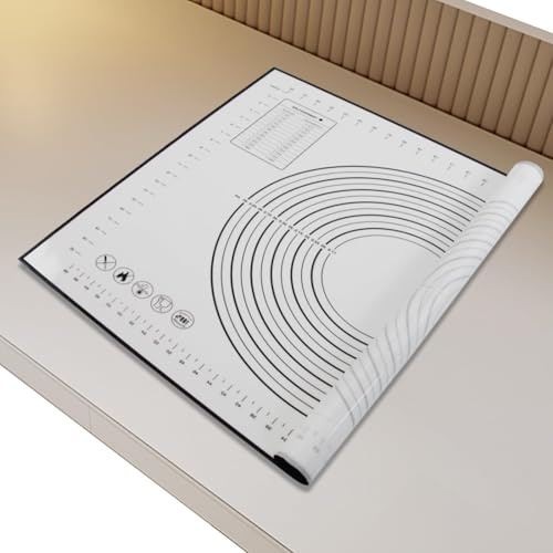 Silikon Backunterlage 50x70cm, Brot Backen Zubehör, Silicone Baking mat, Wiederverwendbar Klebstoff Rutschschutz, Backunterlage zum Teig Ausrollen, Backmatte Silikon für jede Küche