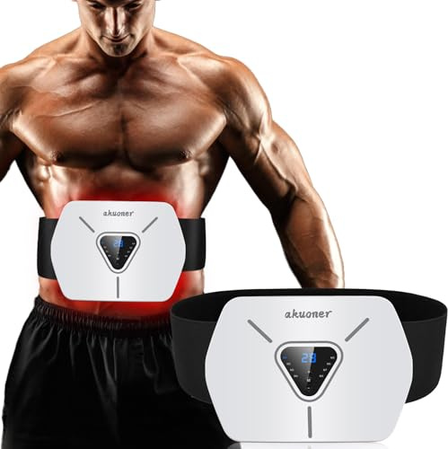 KANGLANKAN EMS Muscle Stimulator, All-in-one ABS Trainer Muscle Stimulator, 8 Modes & 30 Levels, Abs Belt for Men & Women, Home Office Fitness Exercise