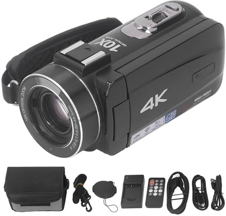 Ejoyous 4K-Kamera, Ferngesteuerte Vlogging-Kamera, 3,0-Zoll-Touchscreen, 1300 MAh Akkukapazität mit USB-Kabel für Hochzeiten