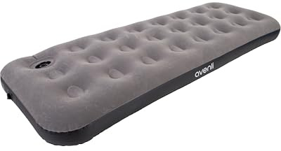 AVENLI Materasso ad aria da campeggio con pompa a pedale integrata per 1 persona, 191 x 73 x 22 cm, materasso gonfiabile, superficie morbida con superficie floccata, letto da viaggio per campeggio e