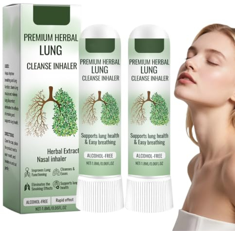 2 Pcs Portable Lung Cleanse Nasal Inhaler Stick, Herbal Nasal Stick, Refreshing Portable Respiratory Care Breathing Support