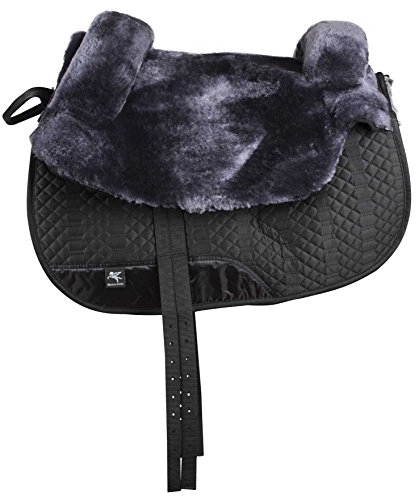 Engel Reitsport | FELLSA-R3-ANT | Hochwertiger Fellsattel | echtes Merino Lammfell | baumloses Bare-Back-pad | Gr. Ibero Farbe anthrazit grau