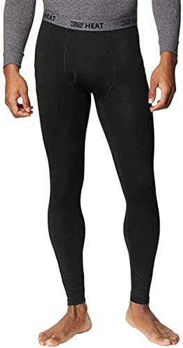 32 Degrees Mens 2 Pack Heat Performance Thermal Baselayer Pant Leggings, Black/Black, XL