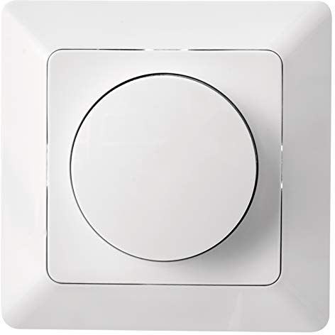 EMOS - LED-Dimmer-Schalter mit Drehknopf - für dimmbare LED-Lampen, Drehregler und Drückschalter - Unterputz-Drehdimmer - 230 V~, 50 Hz, 7-110 W/VA - weiß (glänzend)